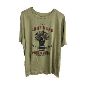 Lucky Brand Mens Graphic Tee The Lone Hand Poker Room XXL T-Shirt Olive USA